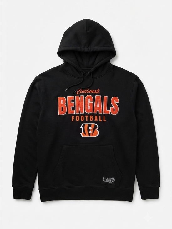 NFL Other - Ultra Game NFL Cincinnati Bengals Black Hoodie Sweatshirt Applique Logo NWT L